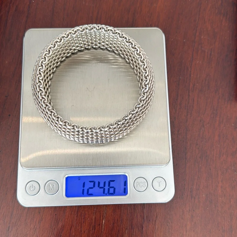 Authentic Tiffany Somerset Sterling silver bracelet bangle with pouch & box - Picture 14 of 15